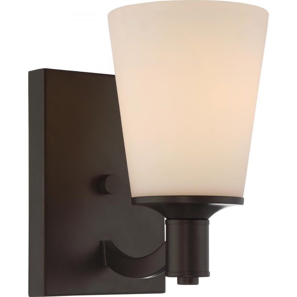 Nuvo Lighting-60/5921-Laguna-One Light Wall Sconce-5.13 Inches Wide by 8.5 Inches High   Forest Bronze Finish with White Glass