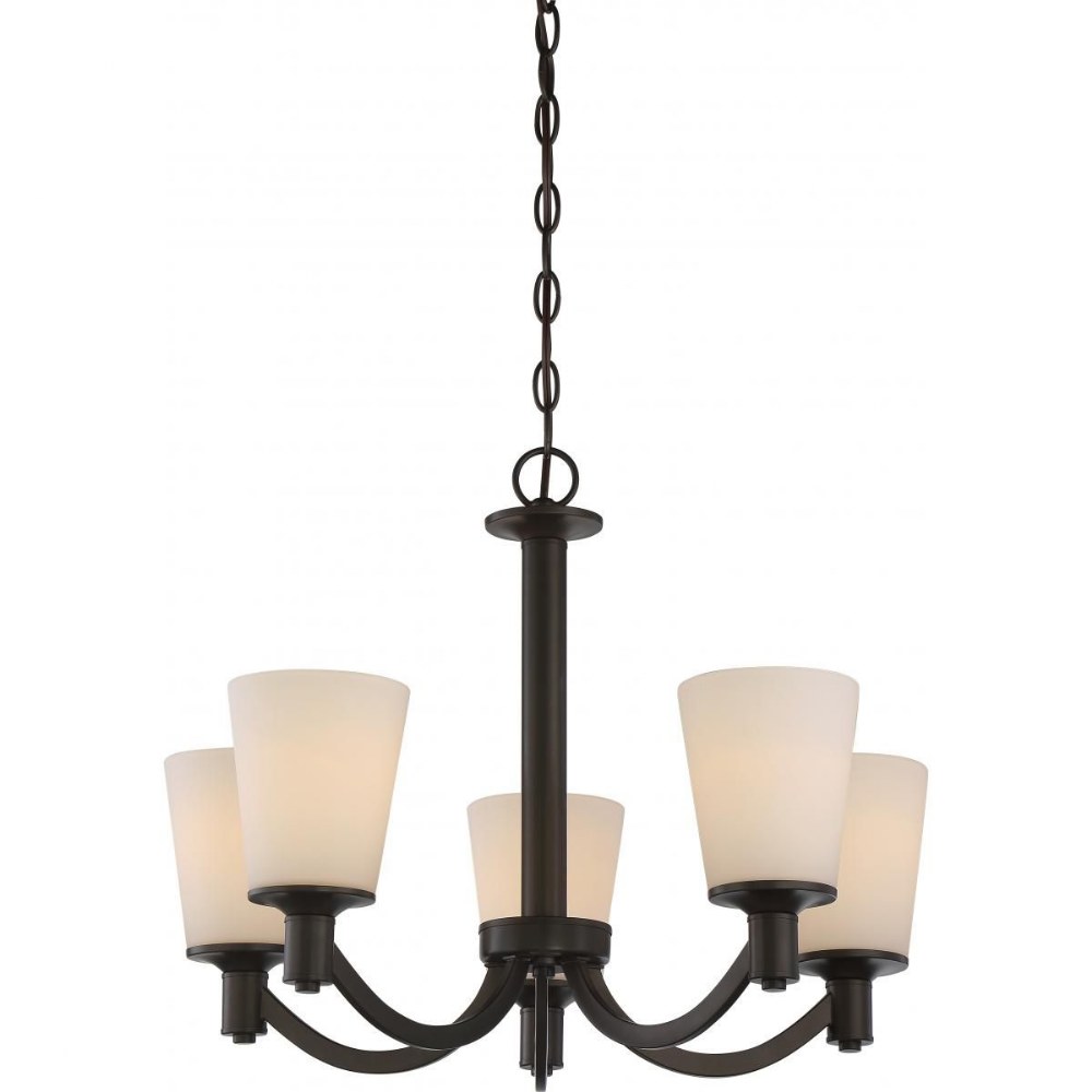 Nuvo Lighting-60/5925-Laguna-Five Light Chandelier-23 Inches Wide by 17.13 Inches High   Forest Bronze Finish with White Glass