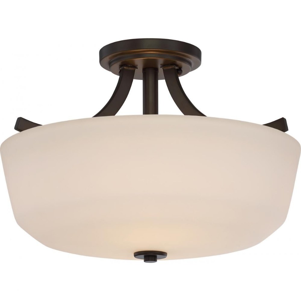 Nuvo Lighting-60/5926-Laguna-Two Light Semi-Flush Mount-15.25 Inches Wide by 10.63 Inches High   Forest Bronze Finish with White Glass