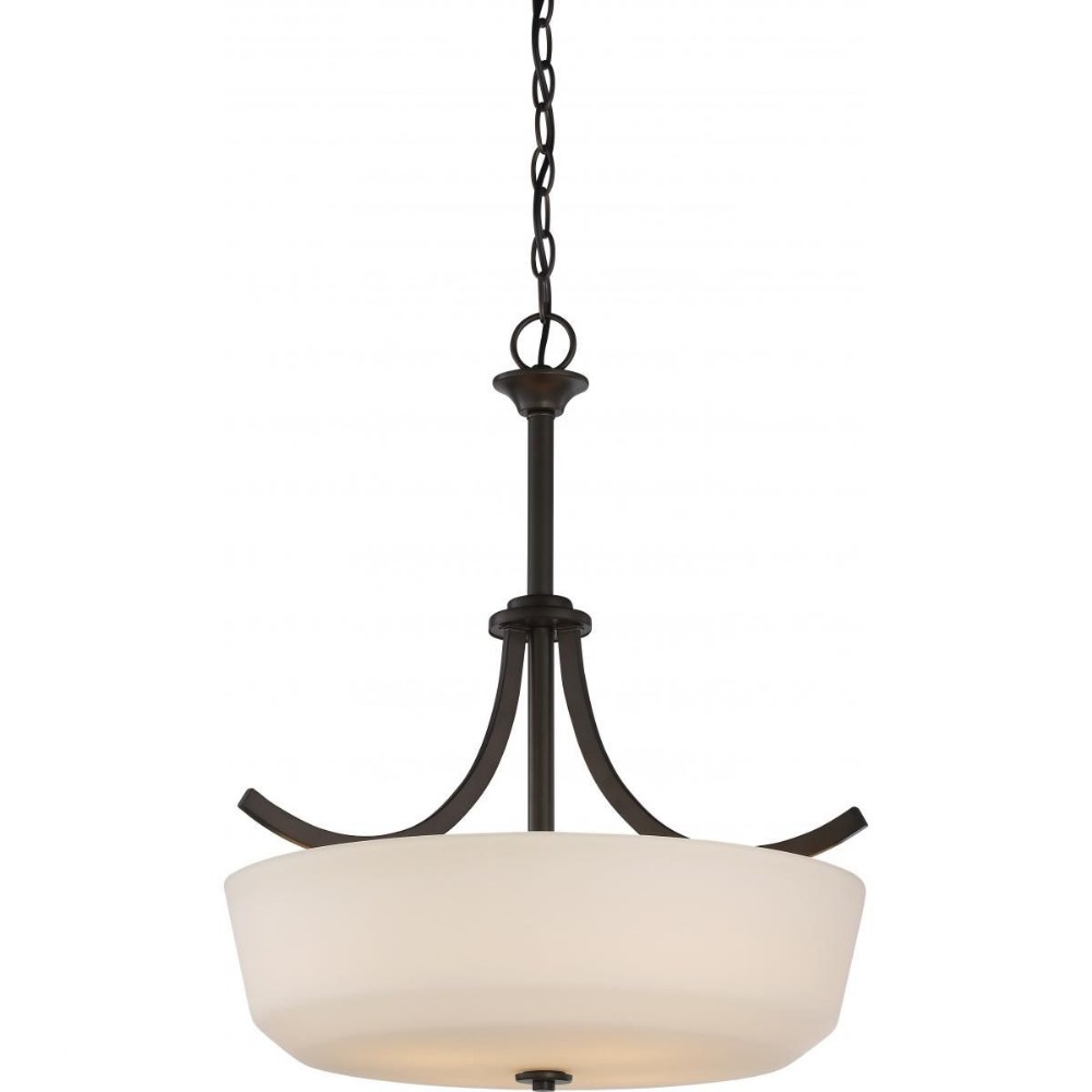 Nuvo Lighting-60/5927-Laguna-Four Light Pendant-19.5 Inches Wide by 22.38 Inches High   Forest Bronze Finish with White Glass