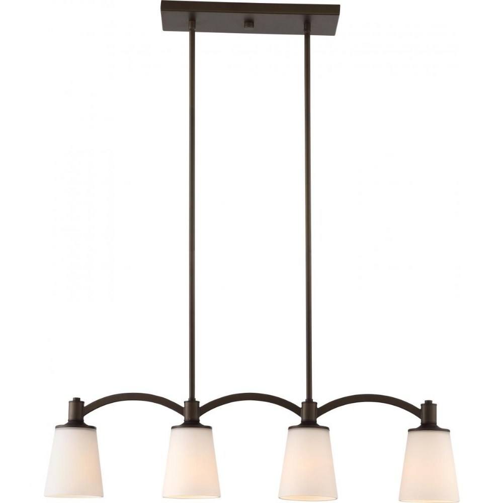 Nuvo Lighting-60/5975-Laguna-Four Light Island-33 Inches Wide by 46.13 Inches High   Aged Bronze  Finish with White Glass