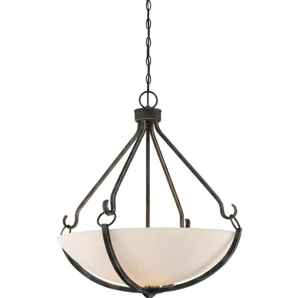 Nuvo Lighting-60/6125-Sherwood-Four Light Pendant-17 Inches Wide by 35.5 Inches High Iron Black/Brushed Nickel Frosted Etched Iron Black/Brushed Nickel Finish with Clear Glass