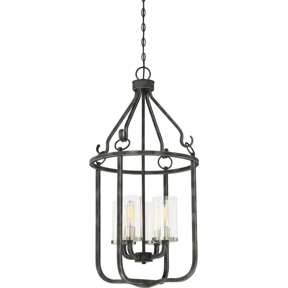 Nuvo Lighting-60/6127-Sherwood-Four Light Pendant-17 Inches Wide by 35.5 Inches High Iron Black/Brushed Nickel Clear Iron Black/Brushed Nickel Finish with Clear Glass