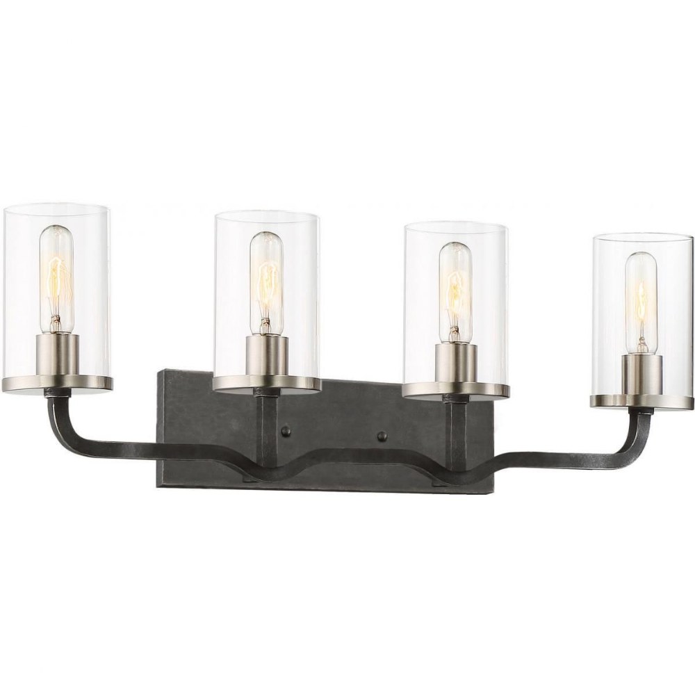 Nuvo Lighting-60/6129-Sherwood-Four Light Bath Vantity-32 Inches Wide by 10.38 Inches High   Iron Black/Brushed Nickel Finish