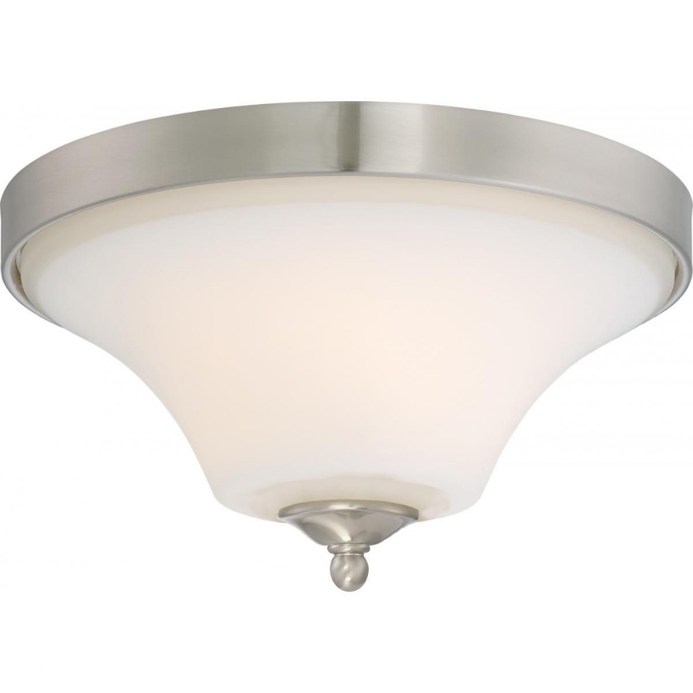 Nuvo Lighting-60/6211-Fawn-Two Light Flush Mount-14.38 Inches Wide by 7.63 Inches High Brushed Nickel  Brushed Nickel Finish with Opal White Shade