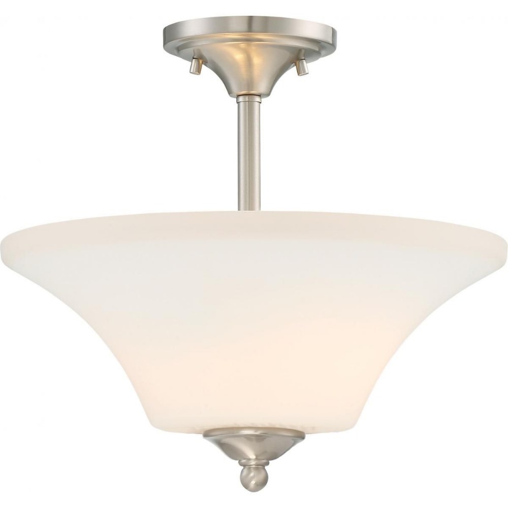 Nuvo Lighting-60/6212-Fawn-Two Light Semi-Flush Mount-13.5 Inches Wide by 12.63 Inches High Brushed Nickel  Brushed Nickel Finish with Opal White Shade