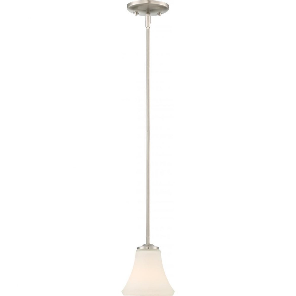 Nuvo Lighting-60/6213-Fawn-One Light Mini-Pendant-6 Inches Wide by 6.75 Inches High Brushed Nickel  Brushed Nickel Finish with Opal White Shade