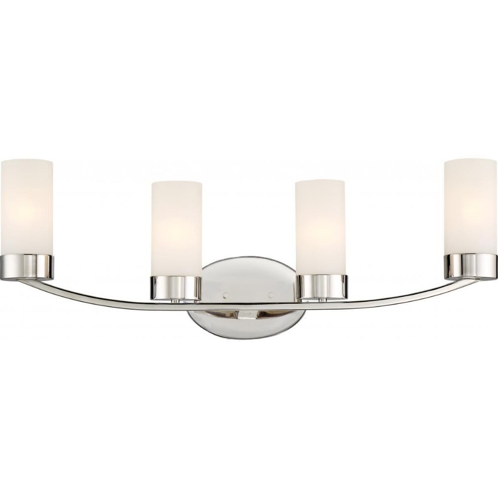 Nuvo Lighting-60/6224-Denver-Four Light Bath Vantity-29 Inches Wide by 10.13 Inches High Polished Nickel  Mahogany Bronze Finish with Frosted Glass