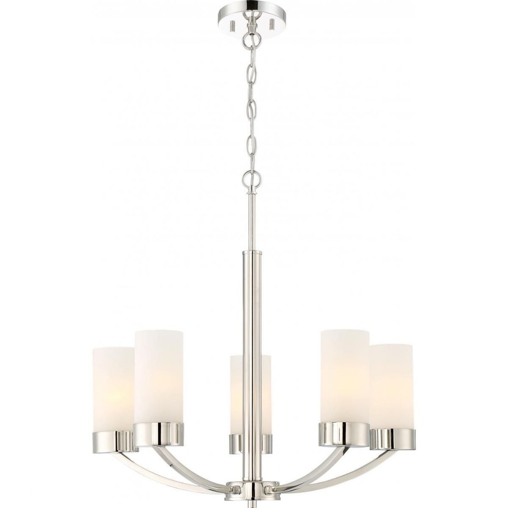 Nuvo Lighting-60/6225-Denver-Five Light Chandelier-11.63 Inches Wide by 18.75 Inches High Polished Nickel  Mahogany Bronze Finish with Frosted Glass