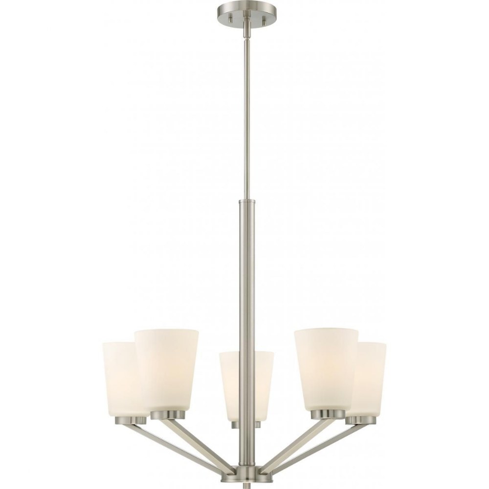 Nuvo Lighting-60/6246-Nome-Five Light Chandelier-24 Inches Wide by 23 Inches High Brushed Nickel  Mahogany Bronze Finish with Frosted Glass