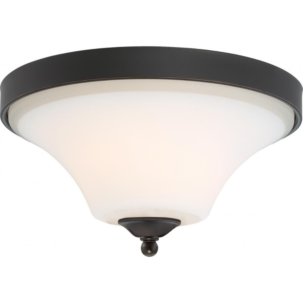 Nuvo Lighting-60/6311-Fawn-Two Light Flush Mount-14.38 Inches Wide by 7.63 Inches High Mahogany Bronze  Brushed Nickel Finish with Opal White Shade