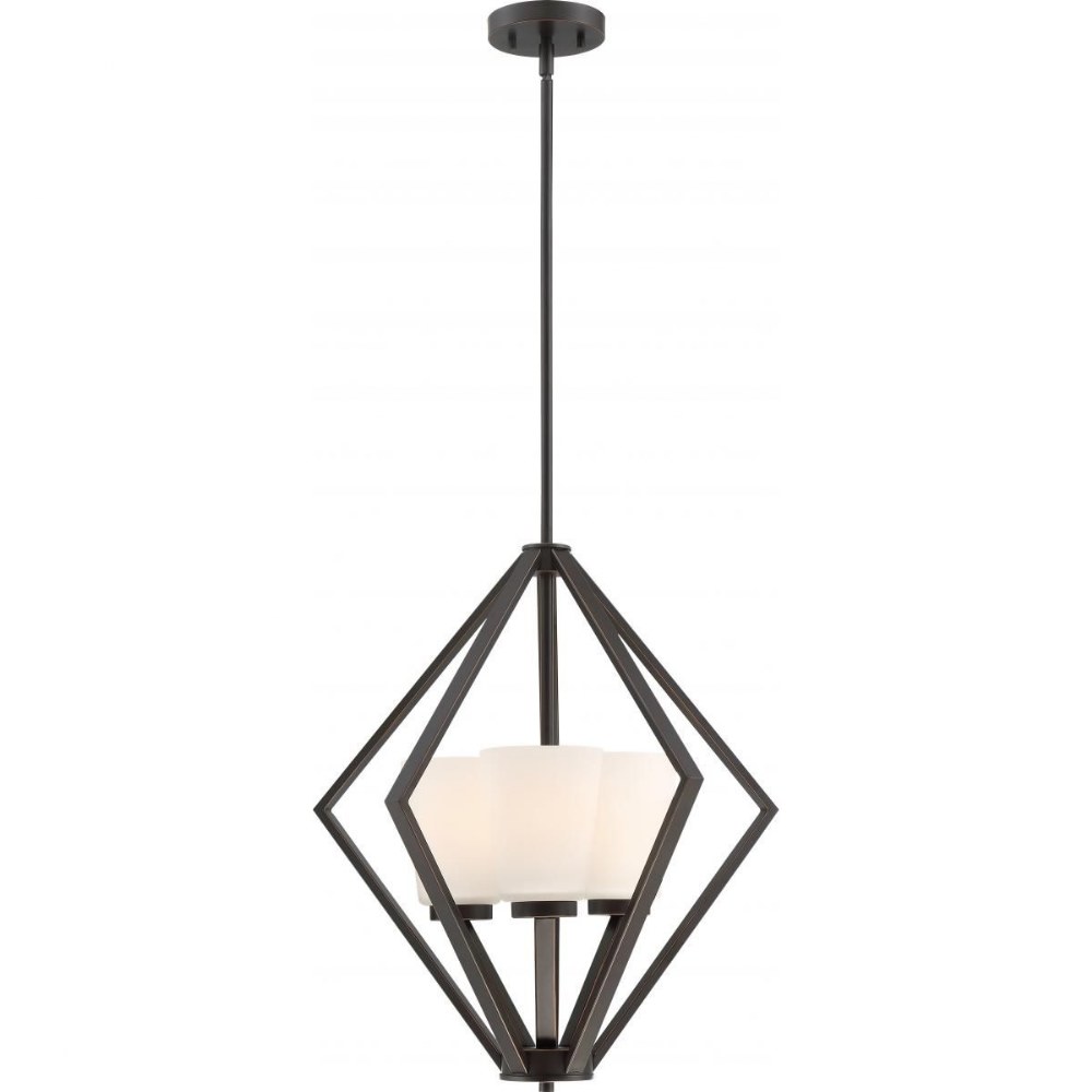 Nuvo Lighting-60/6345-Nome-Three Light Pendant-19.5 Inches Wide by 22 Inches High Mahogany Bronze  Mahogany Bronze Finish with Frosted Glass