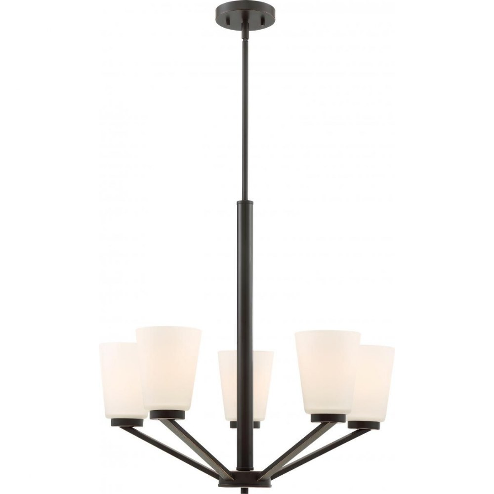 Nuvo Lighting-60/6346-Nome-Five Light Chandelier-24 Inches Wide by 23 Inches High Mahogany Bronze  Mahogany Bronze Finish with Frosted Glass