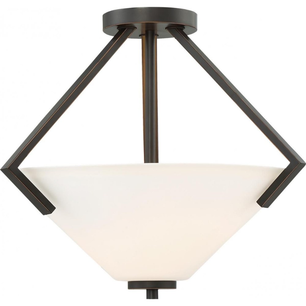 Nuvo Lighting-60/6351-Nome-Two Light Semi-Flush Mount-16.13 Inches Wide by 14 Inches High Mahogany Bronze  Mahogany Bronze Finish with Frosted Glass