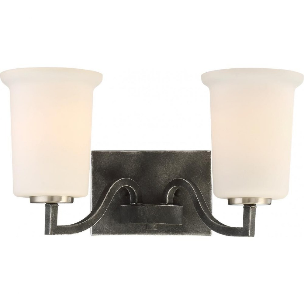 Nuvo Lighting-60/6372-Chester-Two Light Bath Vantity-14.63 Inches Wide by 7.75 Inches High   Iron Black Finish with Frosted Glass