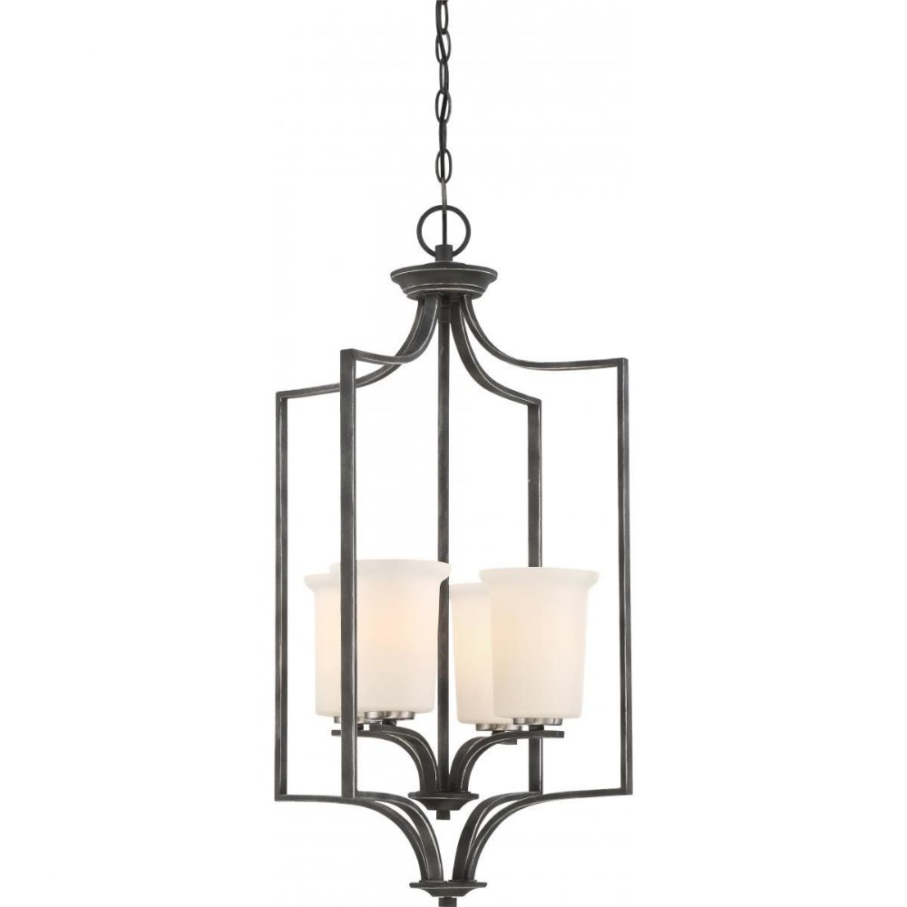 Nuvo Lighting-60/6376-Chester-Four Light Foyer-17 Inches Wide by 30.63 Inches High   Iron Black Finish with Frosted Glass