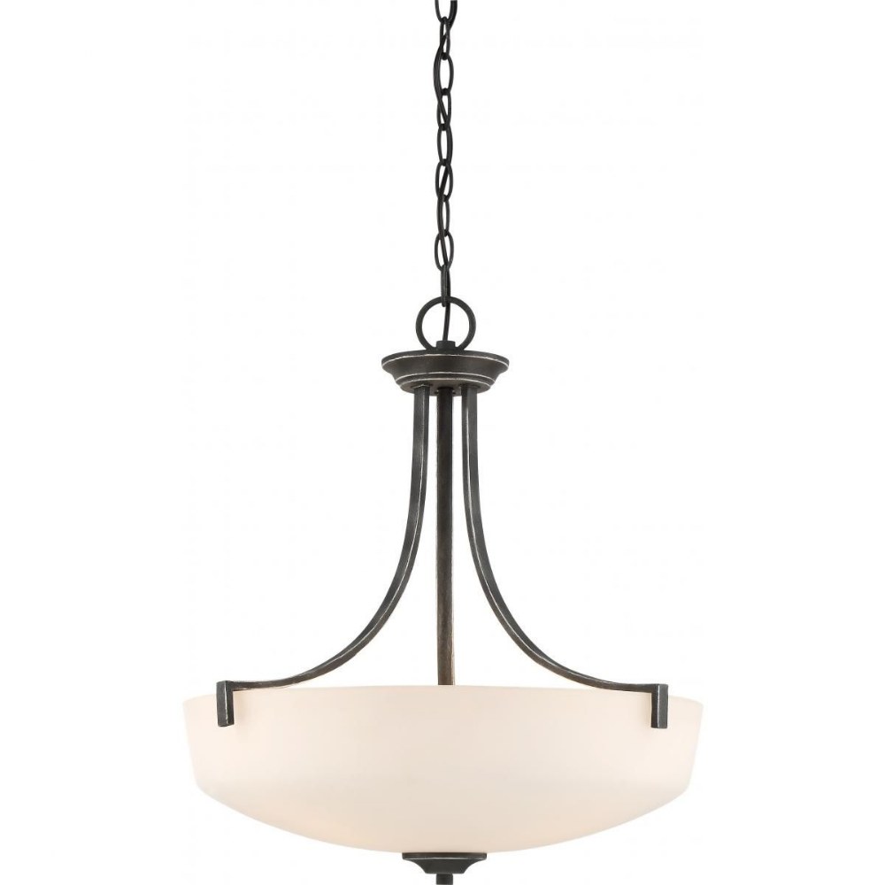 Nuvo Lighting-60/6378-Chester-Three Light Pendant-18.88 Inches Wide by 21.5 Inches High   Iron Black Finish with Frosted Glass