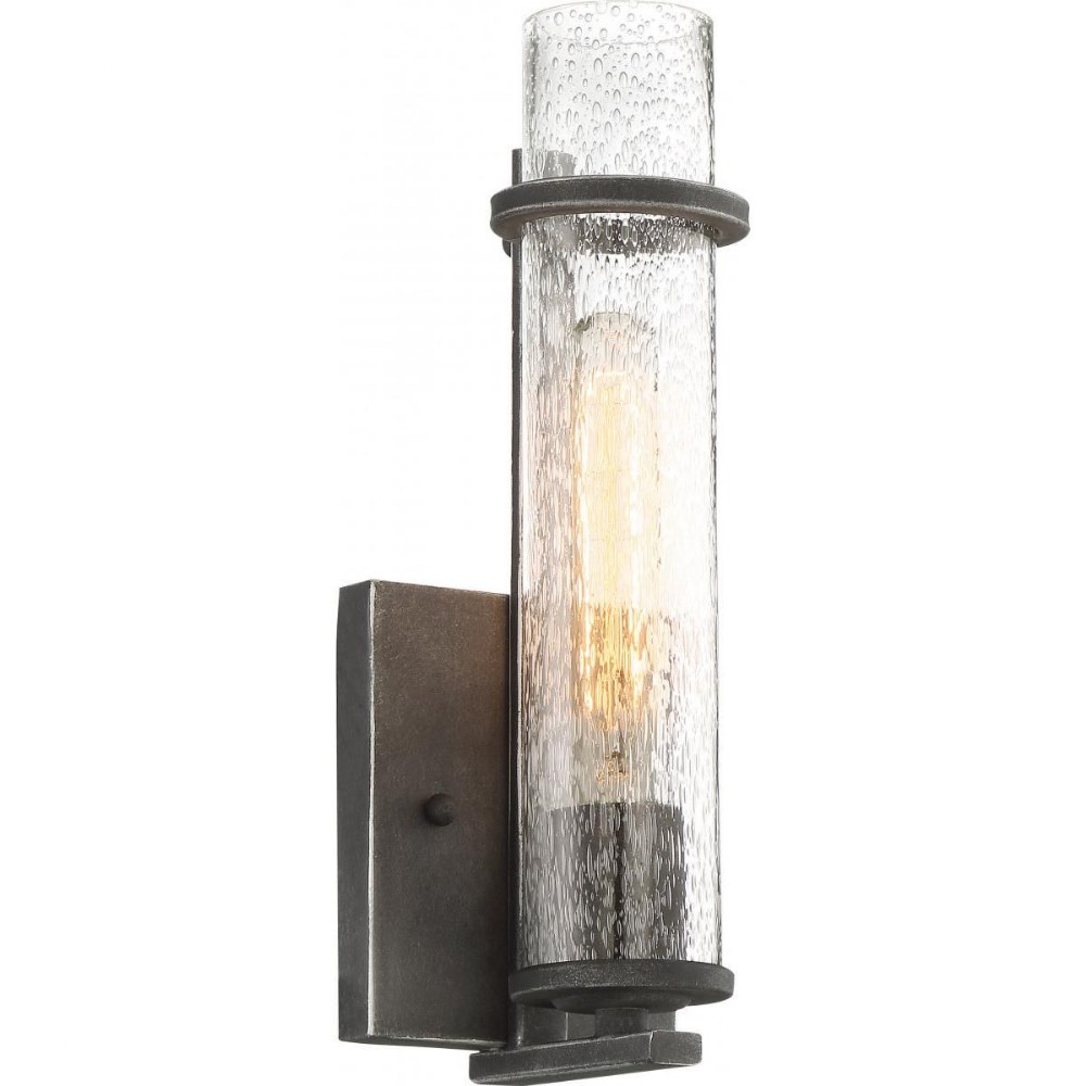 Nuvo Lighting-60/6381-Donzi-One Light Wall Sconce-4.5 Inches Wide by 12.88 Inches High   Iron Black Finish with Clear Seeded Glass