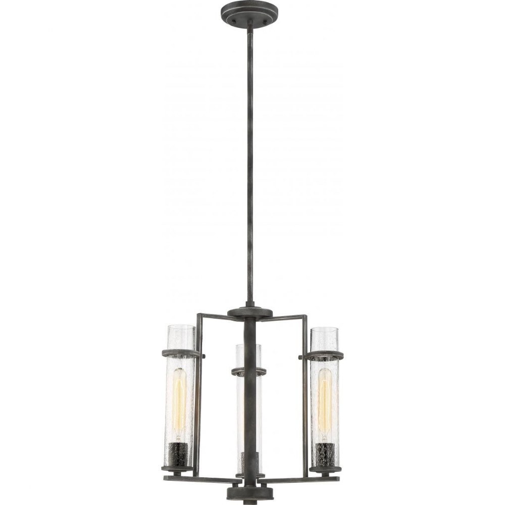 Nuvo Lighting-60/6383-Donzi-Three Light Chandelier-17 Inches Wide by 17.38 Inches High   Iron Black Finish with Clear Seeded Glass