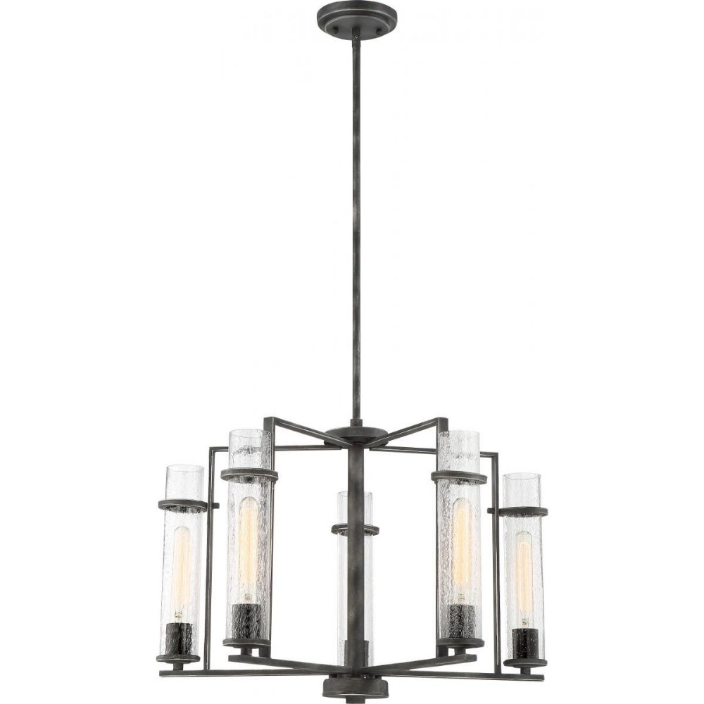 Nuvo Lighting-60/6385-Donzi-Five Light Chandelier-25 Inches Wide by 17.38 Inches High   Iron Black Finish with Clear Seeded Glass