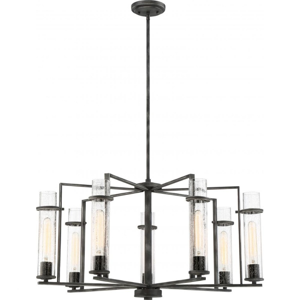 Nuvo Lighting-60/6387-Donzi-Seven Light Chandelier-33 Inches Wide by 17.38 Inches High   Iron Black Finish with Clear Seeded Glass