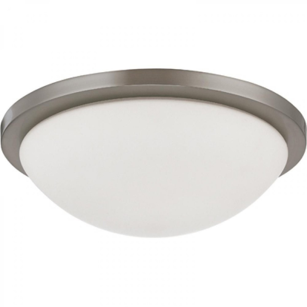 Nuvo Lighting-62/1043-Button-18W 1 LED Flush Mount-13.38 Inches Wide by 4 Inches High   Brushed Nickel Finish with Frosted Glass