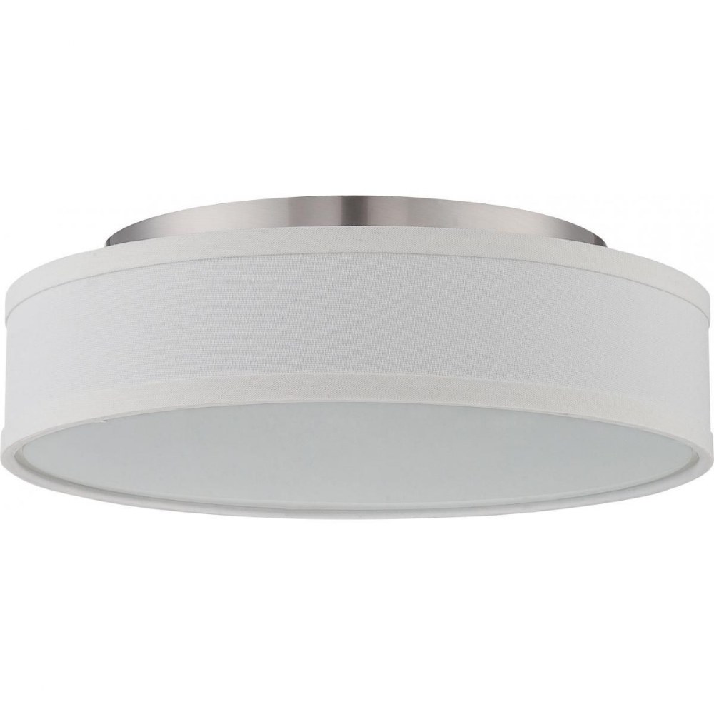 Nuvo Lighting-62/524-Heather-16W 1 LED Flush Mount-13 Inches Wide by 3.88 Inches High Brushed Nickel  Polished Nickel Finish with Satin White Glass