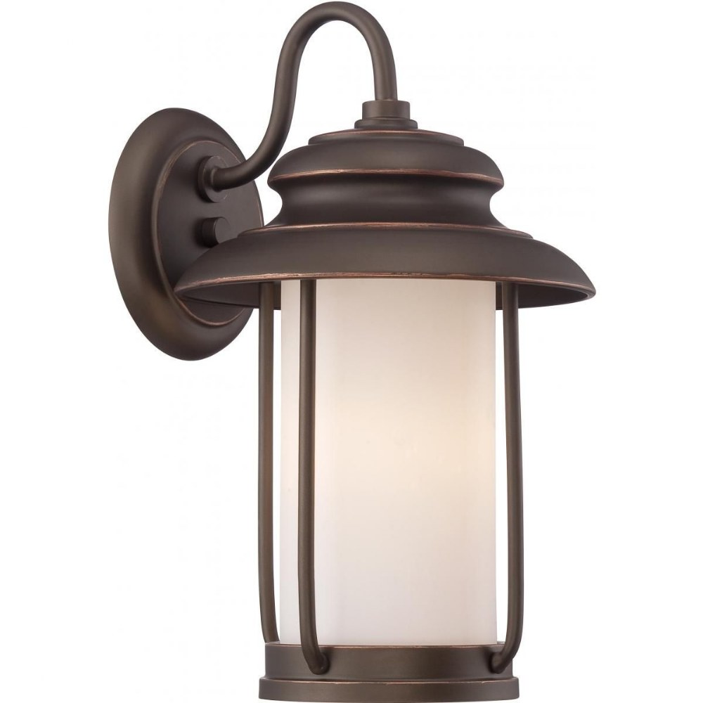 Nuvo Lighting-62/631-Bethany-9.8W 1 LED Outdoor Small Wall Lantern-8.5 Inches Wide by 14.13 Inches High   Mahogany Bronze Finish with Satin White Glass