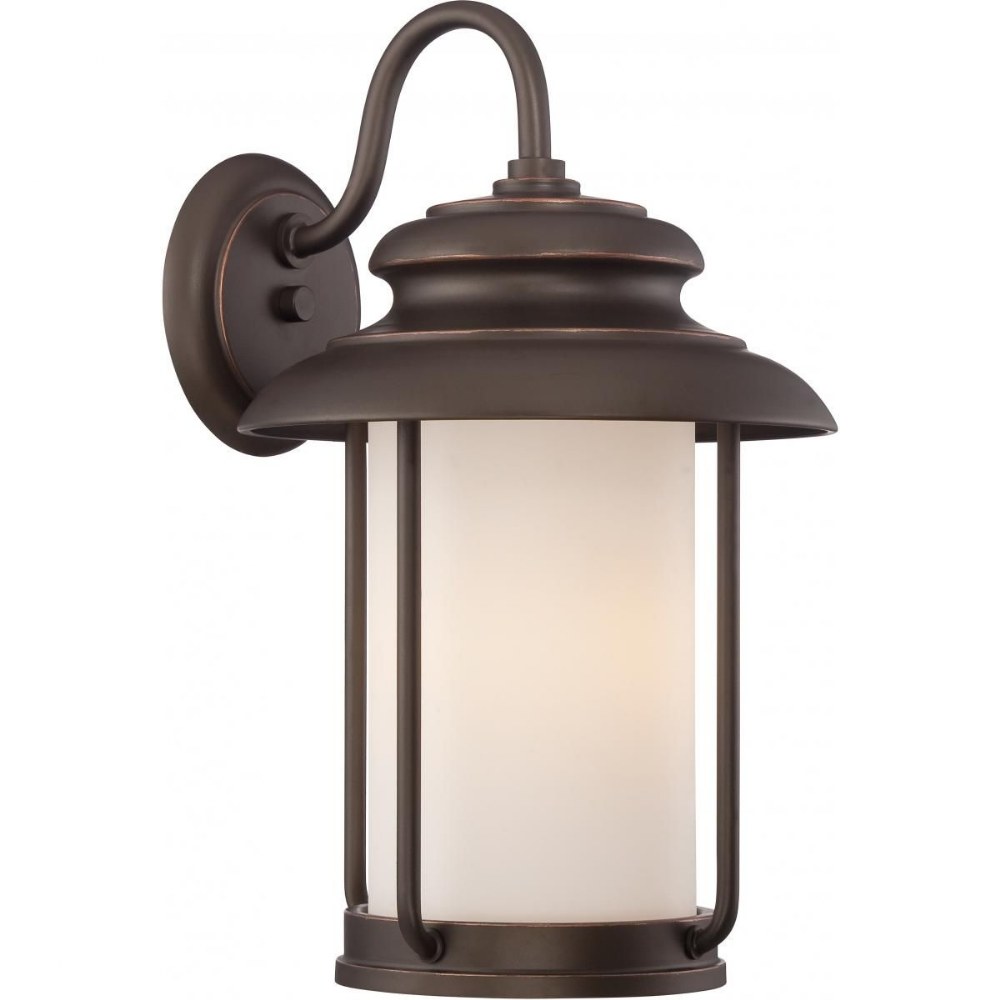 Nuvo Lighting-62/632-Bethany-9.8W 1 LED Outdoor Large Wall Lantern-10 Inches Wide by 16.75 Inches High   Mahogany Bronze Finish with Satin White Glass