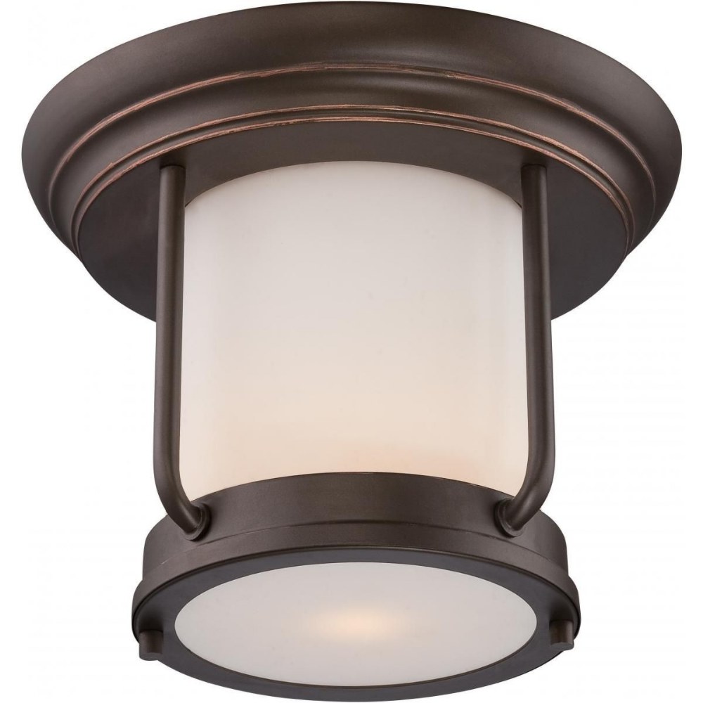 Nuvo Lighting-62/633-Bethany-9.8W 1 LED Outdoor Flush Mount-10 Inches Wide by 8 Inches High   Mahogany Bronze Finish with Satin White Glass