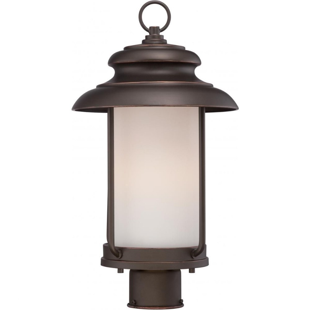 Nuvo Lighting-62/634-Bethany-9.8W 1 LED Outdoor Post Lantern-10 Inches Wide by 18.38 Inches High   Mahogany Bronze Finish with Satin White Glass