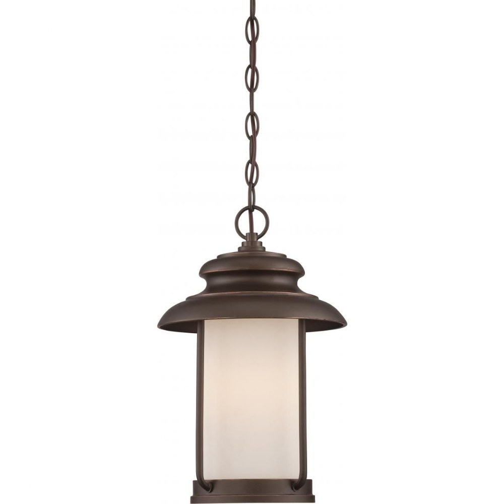 Nuvo Lighting-62/635-Bethany-9.8W 1 LED Outdoor Hanging Lantern-10 Inches Wide by 15.88 Inches High   Mahogany Bronze Finish with Satin White Glass