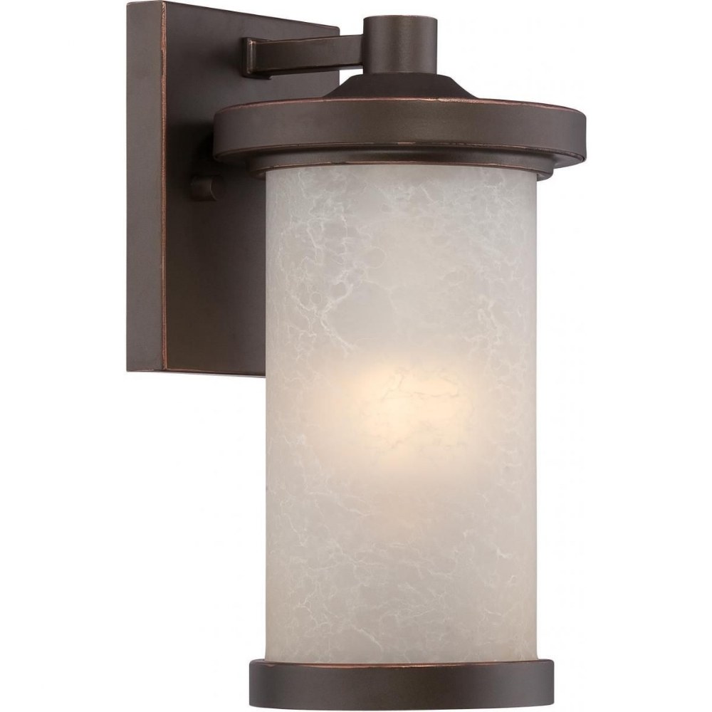 Nuvo Lighting-62/641-Diego-9.8W 1 LED Outdoor Small Wall Lantern-5.5 Inches Wide by 10.38 Inches High   Mahogany Bronze Finish with Satin Amber Glass