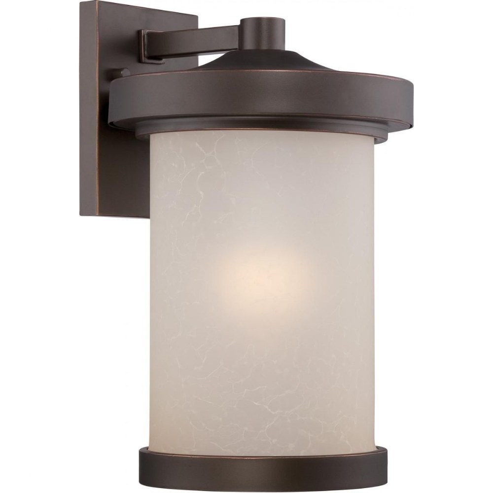 Nuvo Lighting-62/642-Diego-9.8W 1 LED Outdoor Large Wall Lantern-9 Inches Wide by 14 Inches High   Mahogany Bronze Finish with Satin Amber Glass