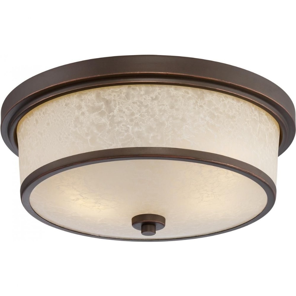 Nuvo Lighting-62/643-Diego-19.6W 2 LED Outdoor Flush Mount-13 Inches Wide by 5.25 Inches High   Mahogany Bronze Finish with Satin Amber Glass