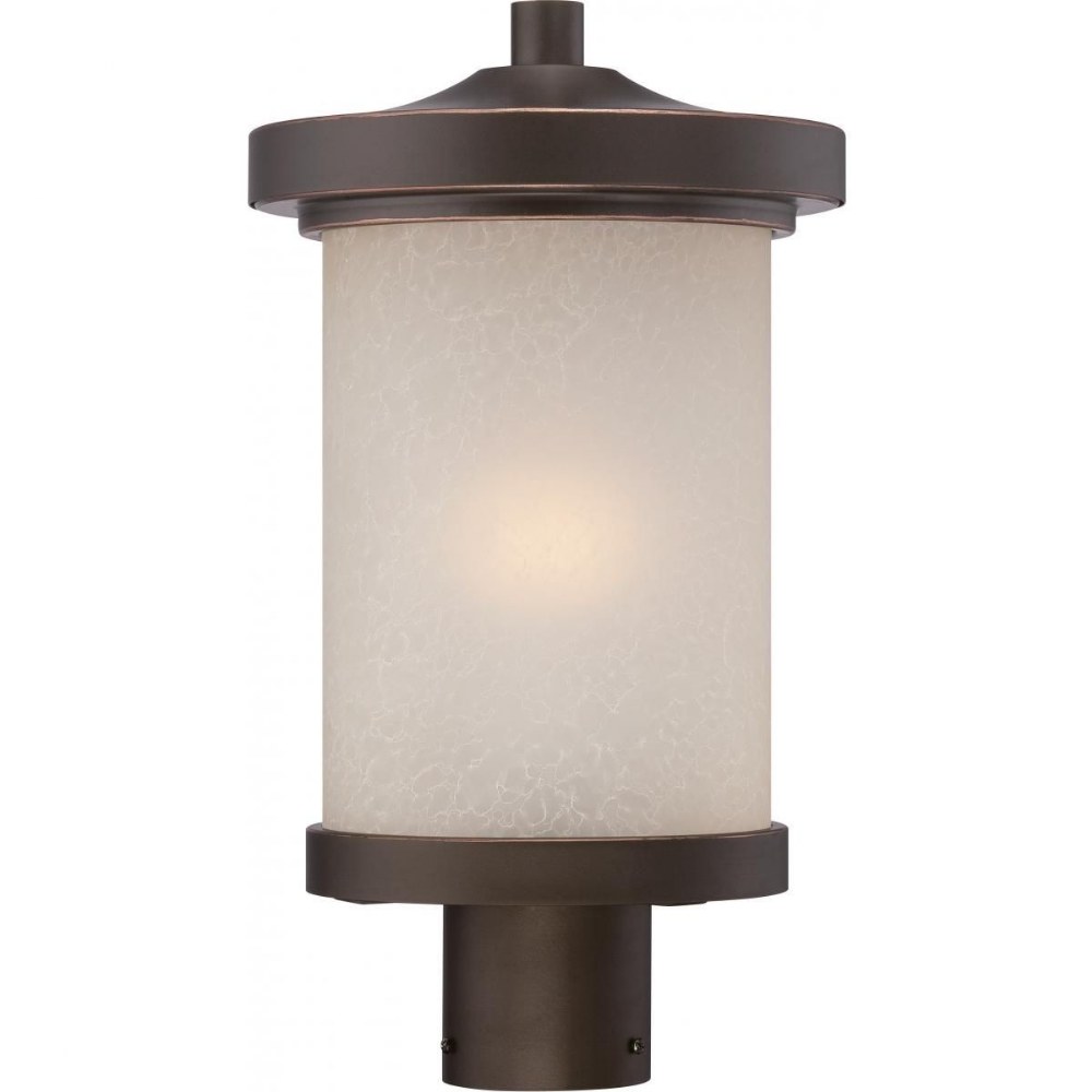 Nuvo Lighting-62/644-Diego-9.8W 1 LED Outdoor Post Lantern-9 Inches Wide by 16.13 Inches High   Mahogany Bronze Finish with Satin Amber Glass