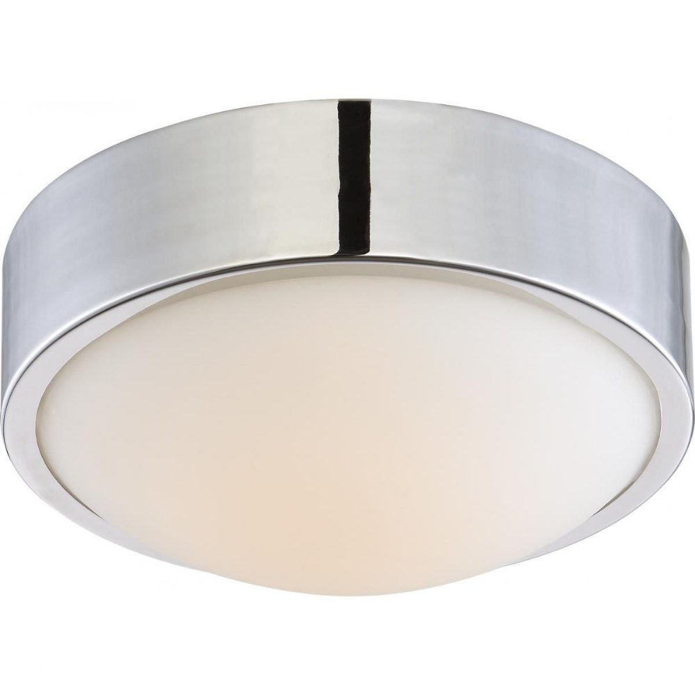 Nuvo Lighting-62/771-Perk-16W 1 LED Flush Mount-9 Inches Wide by 4 Inches High   Polished Nickel Finish with White Glass