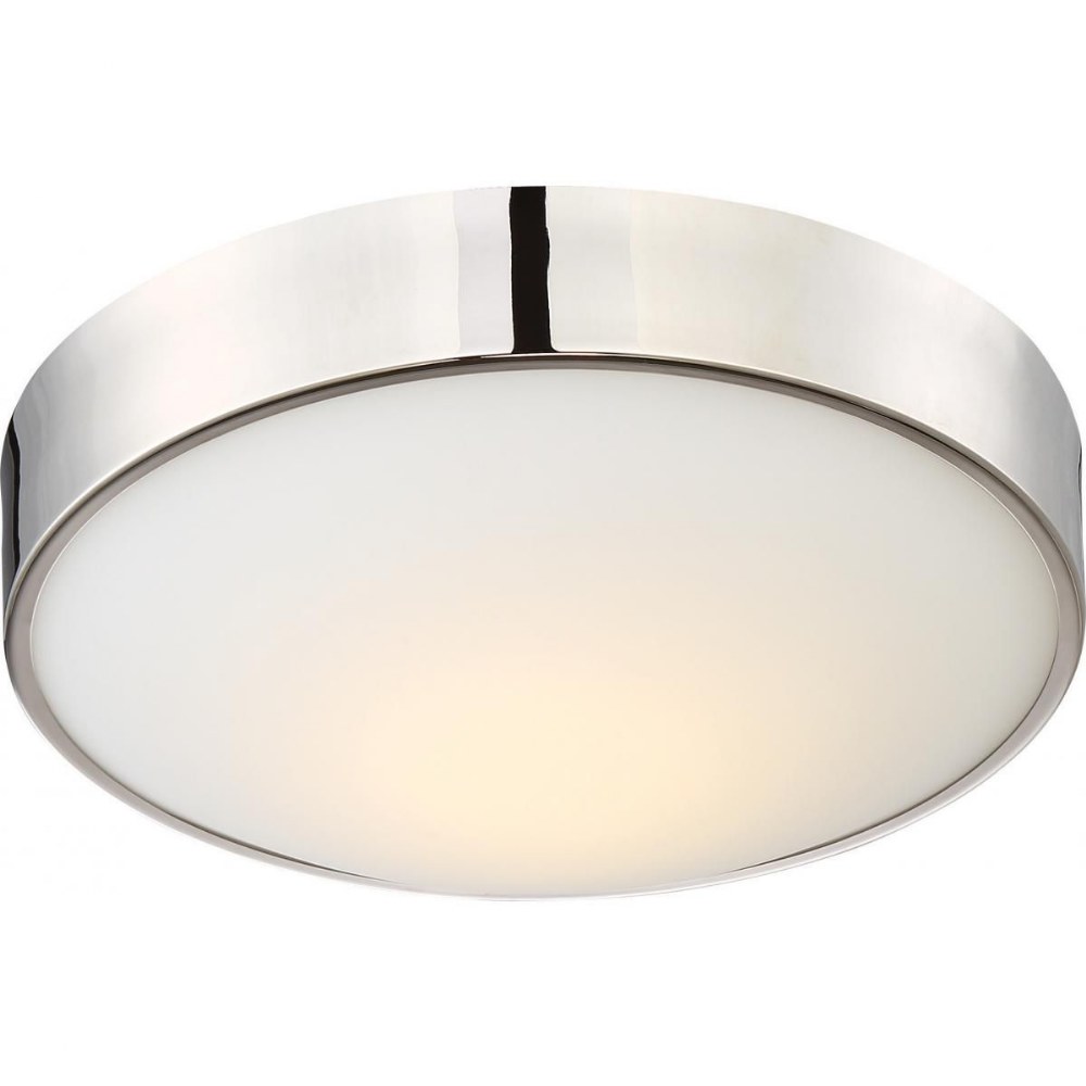 Nuvo Lighting-62/774-Perk-16W 1 LED Flush Mount-13 Inches Wide by 4 Inches High   Polished Nickel Finish with White Glass