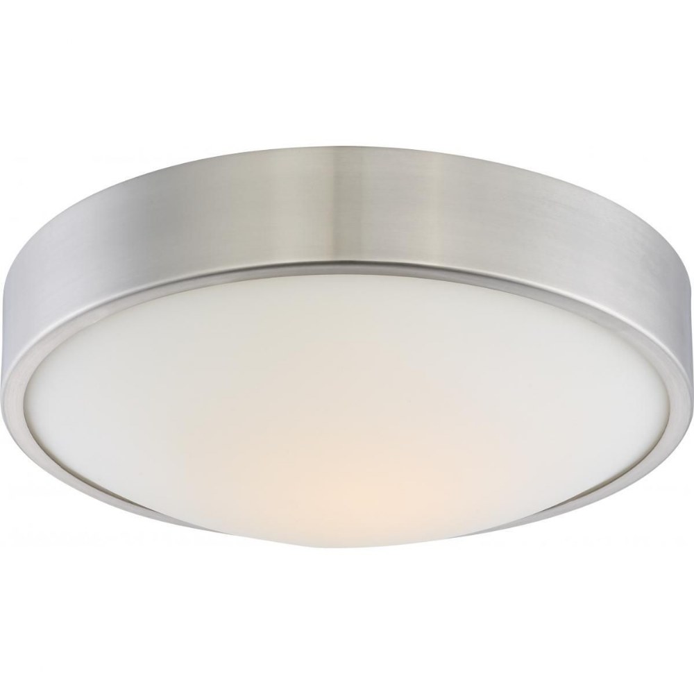 Nuvo Lighting-62/775-Perk-16W 1 LED Flush Mount-13 Inches Wide by 4 Inches High   Brushed Nickel Finish with White Glass