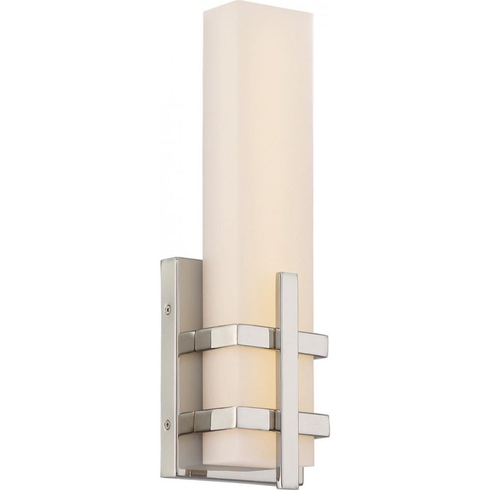 Nuvo Lighting-62/871-Grill-13W 1 LED Wall Sconce-4 Inches Wide by 12 Inches High Polished Nickel  Aged Bronze Finish with White Acrylic Glass