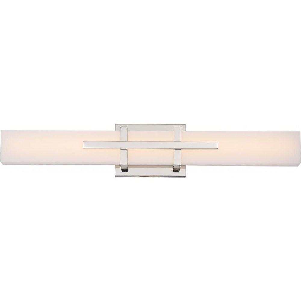 Nuvo Lighting-62/872-Grill-26W 1 LED Wall Sconce-4 Inches Wide by 24 Inches High Polished Nickel  Aged Bronze Finish with White Acrylic Glass