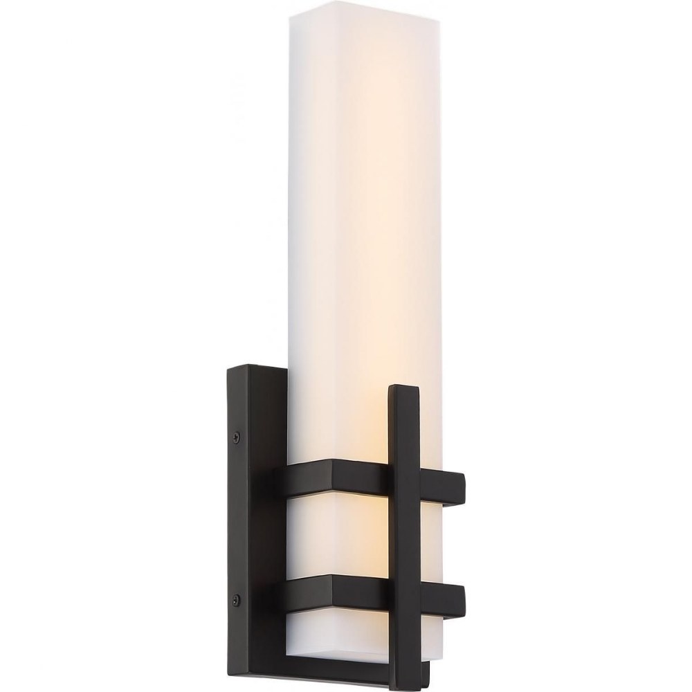 Nuvo Lighting-62/873-Grill-13W 1 LED Wall Sconce-4 Inches Wide by 12 Inches High Aged Bronze  Aged Bronze Finish with White Acrylic Glass