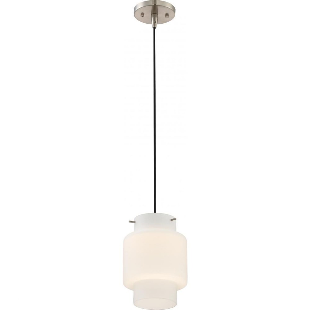 Nuvo Lighting-62/877-Del-12W 1 LED Mini-Pendant-6.75 Inches Wide by 9.25 Inches High   Brushed Nickel Finish with White Opal Glass