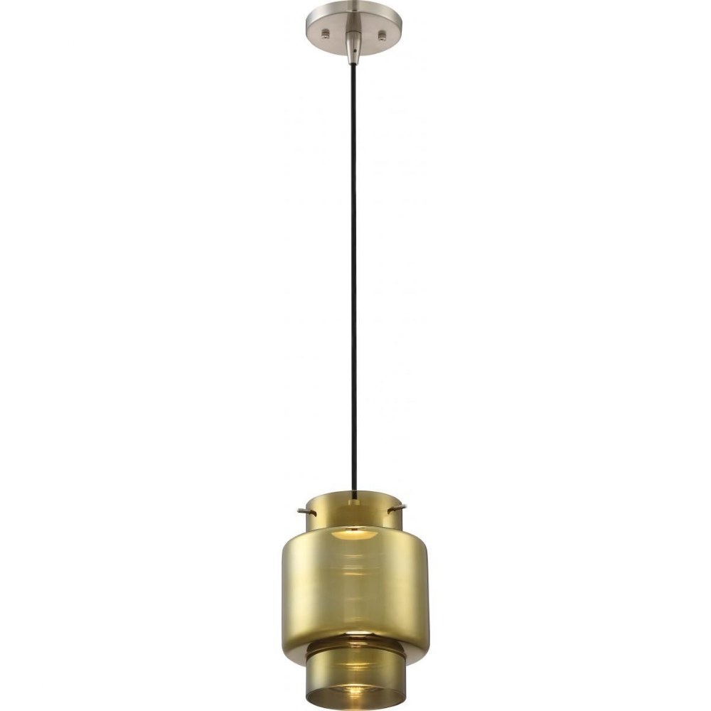 Nuvo Lighting-62/879-Del-12W 1 LED Mini-Pendant-6.75 Inches Wide by 9.25 Inches High   Brushed Nickel Finish with Antiqued Glass