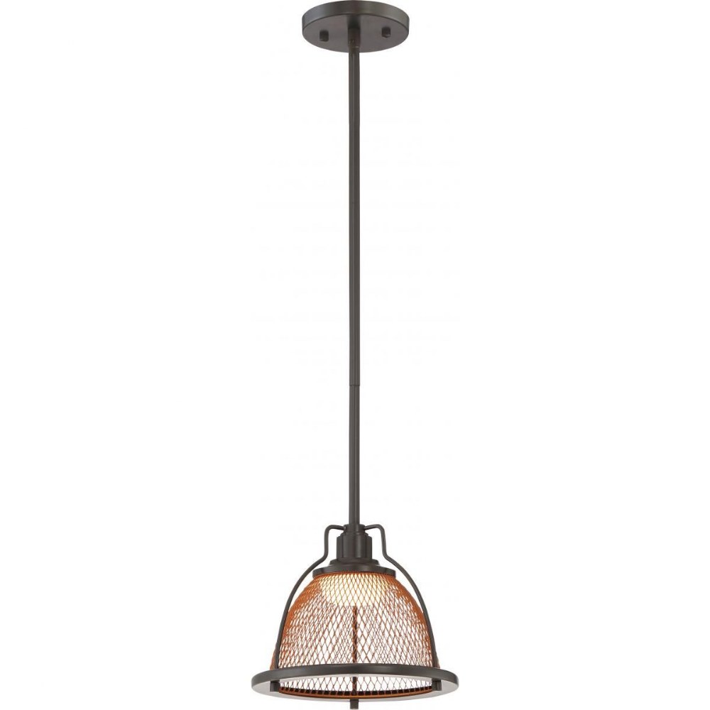 Nuvo Lighting-62/886-Tex-12W 1 LED Small Pendant-8.25 Inches Wide by 8 Inches High   Dark Bronze/Copper Mesh Finish