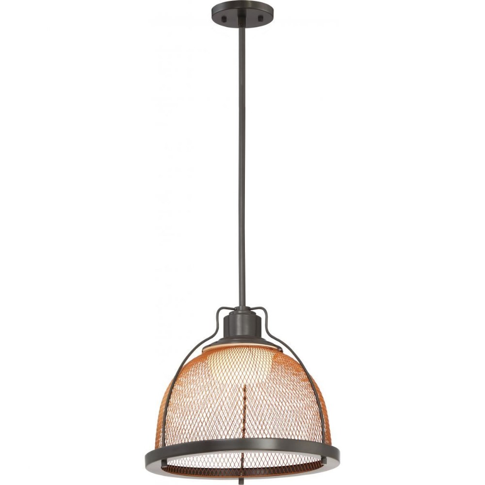 Nuvo Lighting-62/887-Tex-15W 1 LED Large Pendant-13.5 Inches Wide by 11.5 Inches High   Dark Bronze/Copper Mesh Finish