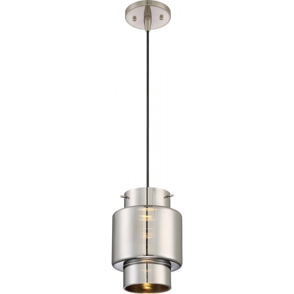 Nuvo Lighting-62/888-Del-12W 1 LED Mini-Pendant-6.75 Inches Wide by 9.25 Inches High   Brushed Nickel Finish with Mirrored Glass