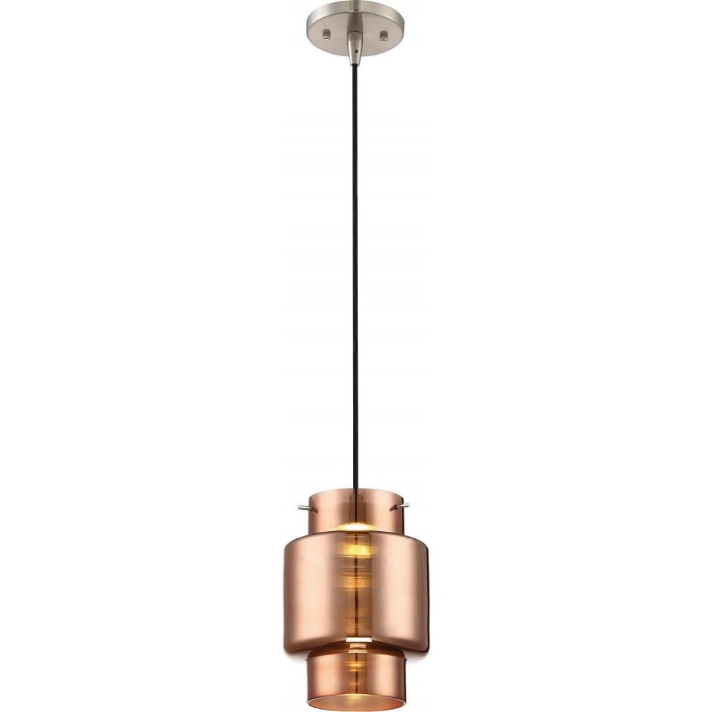 Nuvo Lighting-62/889-Del-12W 1 LED Mini-Pendant-6.75 Inches Wide by 9.25 Inches High   Brushed Nickel Finish with Copper Glass