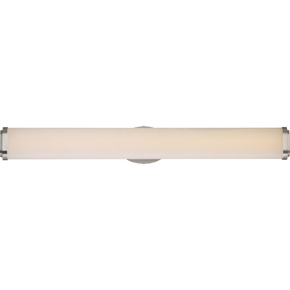 Nuvo Lighting-62/915-Pace-39W 1 LED Wall Sconce-5 Inches Wide   Brushed Nickel Finish with White Acrylic Glass