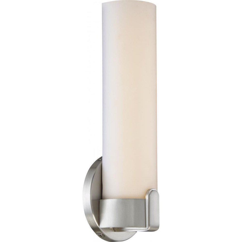 Nuvo Lighting-62/921-Loop - 4 Inch 13W 1 LED Wall Sconce   Brushed Nickel Finish with White Acrylic Glass